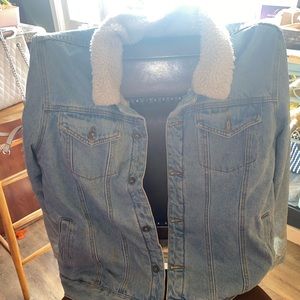 Fleece lined jean coat